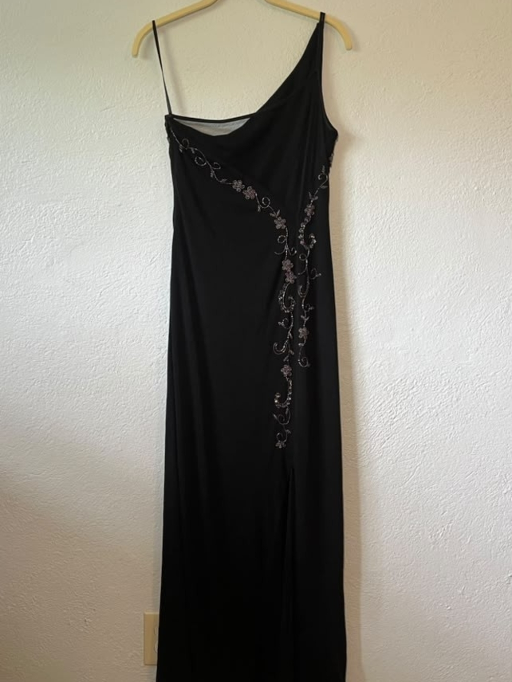 Jump Apparel Women’s embellished One Shoulder Black Evening Dress 9